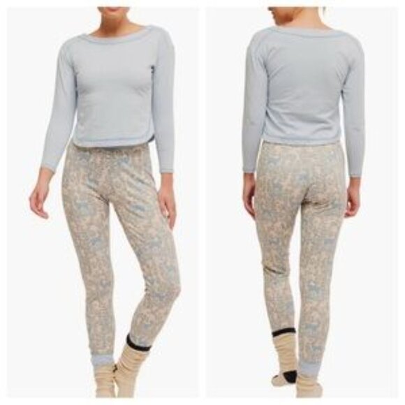 NEW FREE PEOPLE 2pc Chill Evening Pajamas Set  in Snow for women 1125 3s2 - Picture 1 of 5